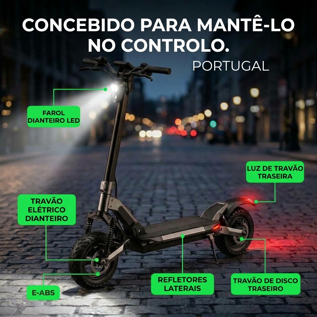 Concebido para manter o controlo: iluminação e travões