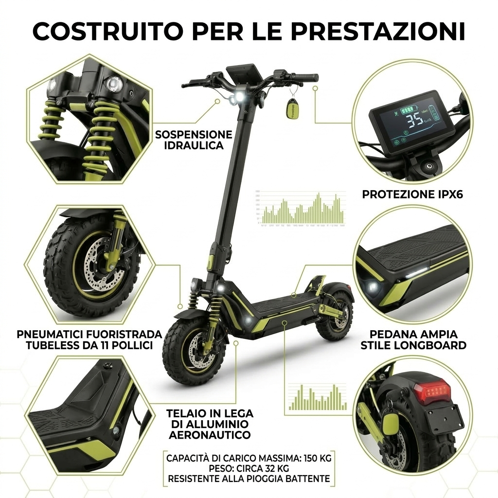 Costruito per le prestazioni: telaio in alluminio e IPX6